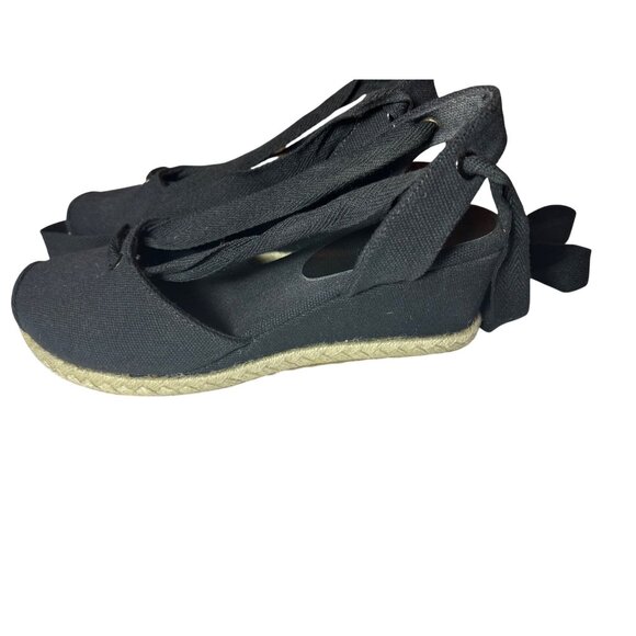 J. Jill Black Canvas Espadrille Wedge Summer Sandals Women’s 10 Beachy Boho - Picture 4 of 8